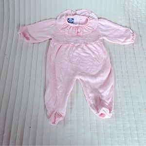 Carriage Boutique pink knit footed one piece 9 months